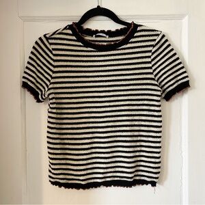 Zara Striped Shirt with Lettuce Trim